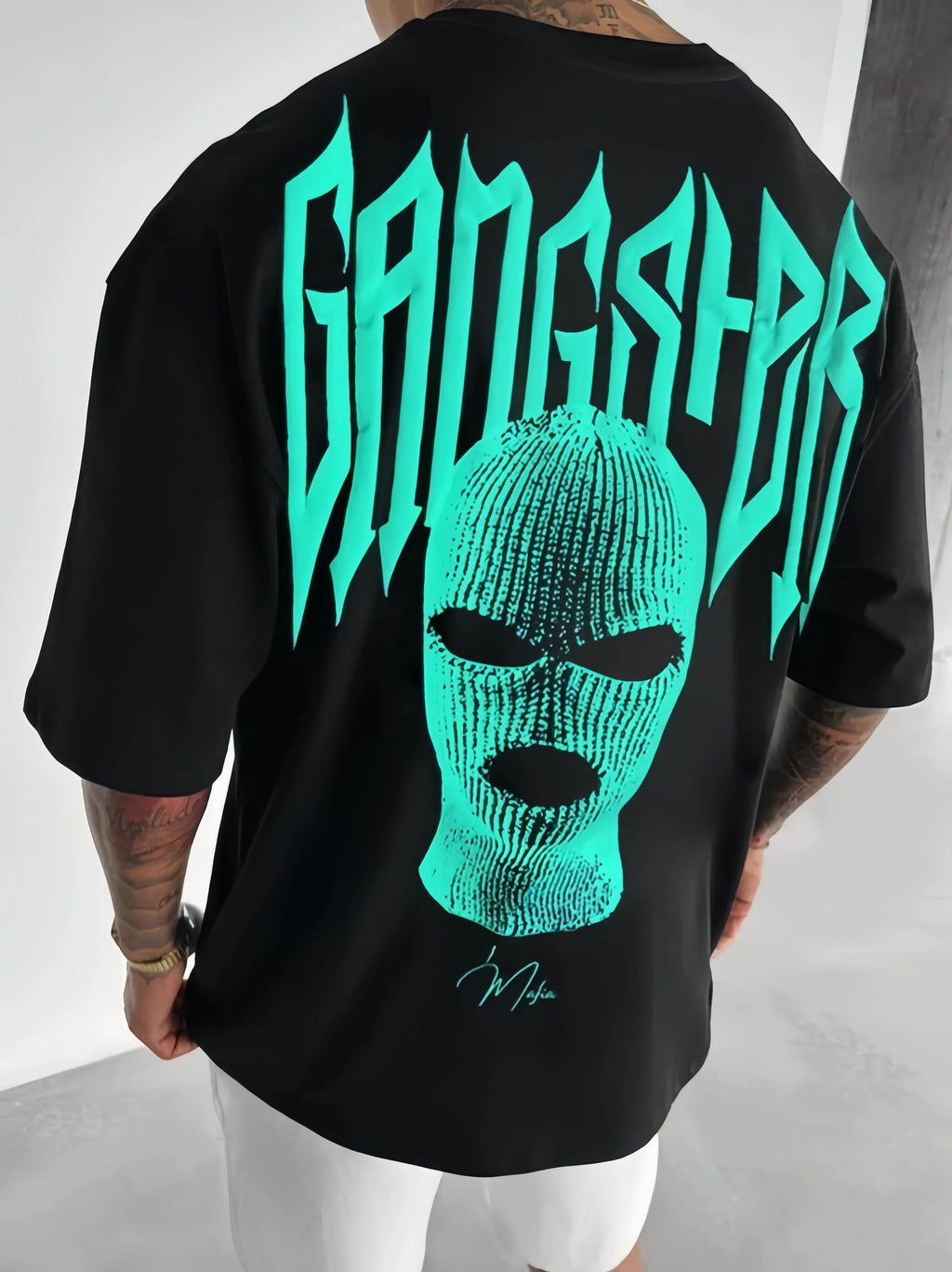 Custom 300 Gsm Printed T-shirts Heavy Weight Graphic 3d Puff Screen Printing Oversized Dropped Shoulder Streetwear Tshirts Men