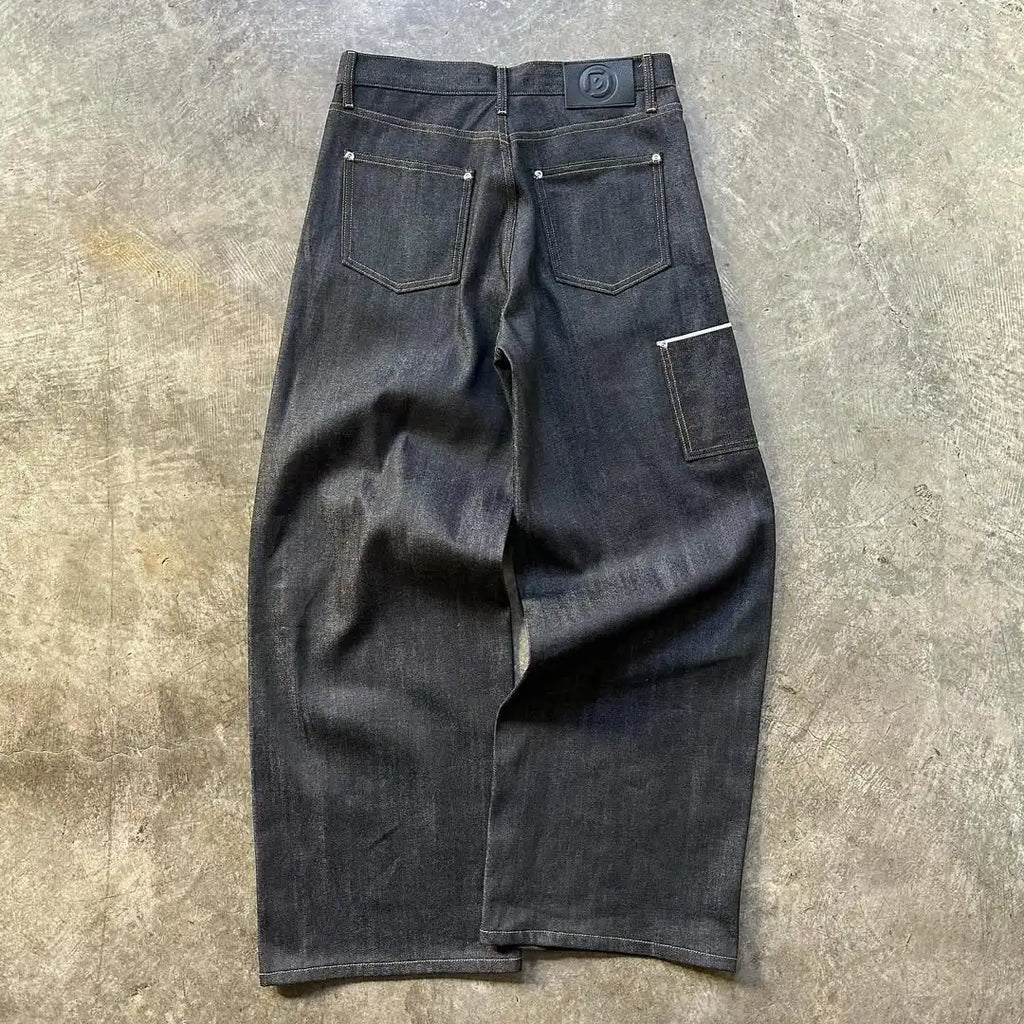 Jean Custom Designer Oversize Vintage Stretch Boot Cut Wide Leg Japanese Selvedge Denim High Light Spring Solid Breathable