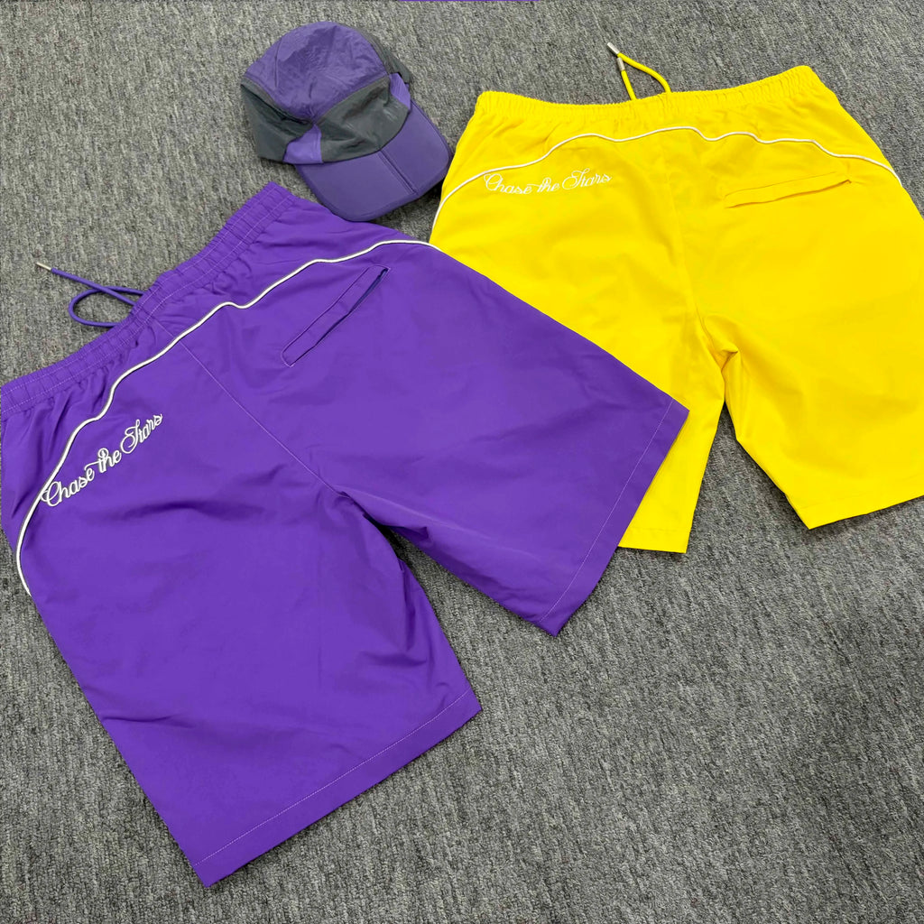 Summer Two Tone Patchwork Custom Embroidery Nylon Shorts for Men With Pocket