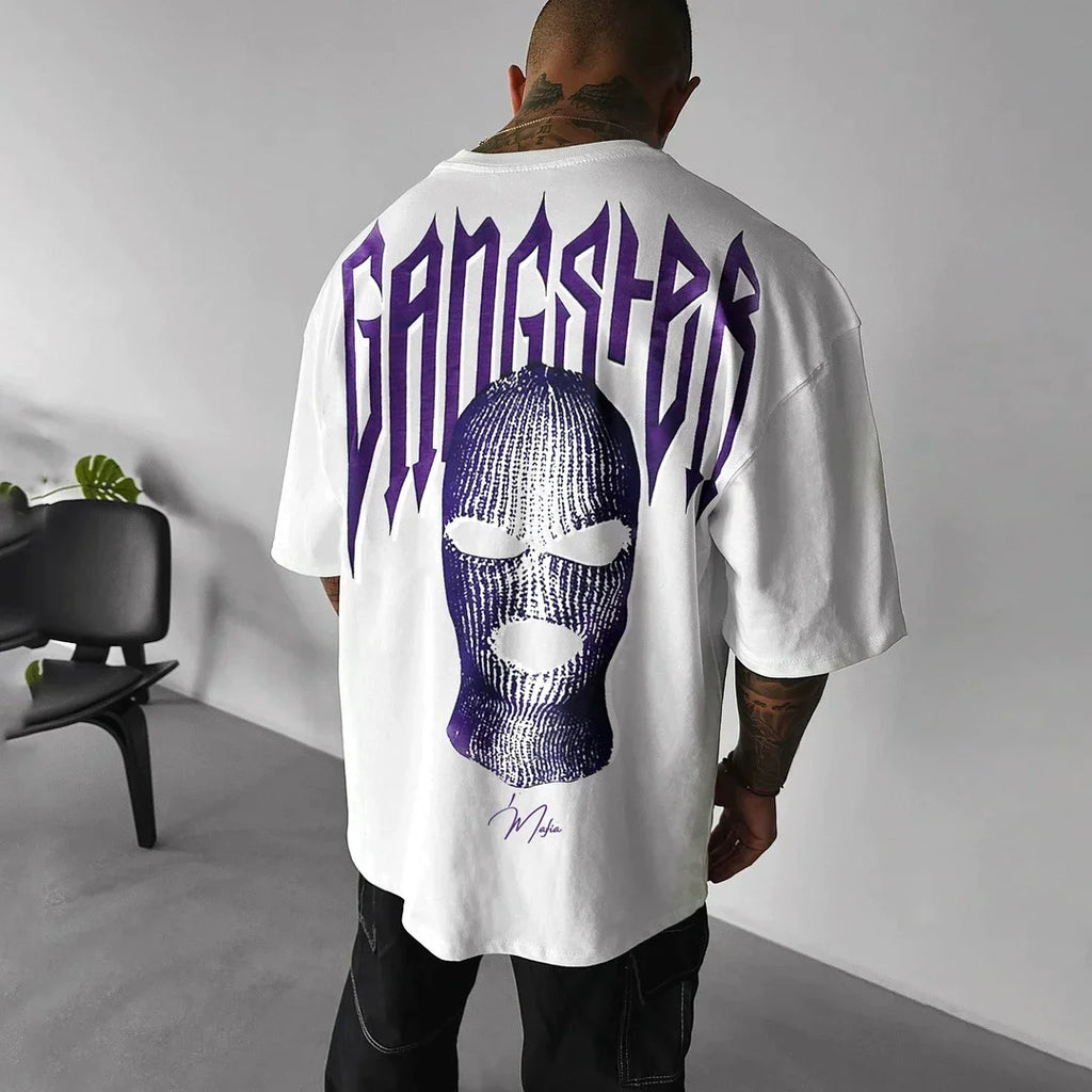 Custom 300 Gsm Printed T-shirts Heavy Weight Graphic 3d Puff Screen Printing Oversized Dropped Shoulder Streetwear Tshirts Men