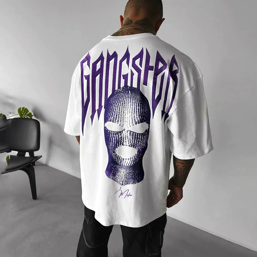 Custom 300 Gsm Printed T-shirts Heavy Weight Graphic 3d Puff Screen Printing Oversized Dropped Shoulder Streetwear Tshirts Men