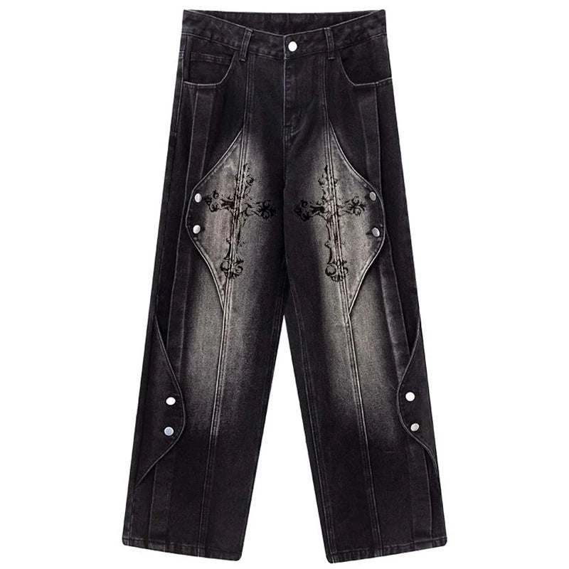 Custom Straight Leg Pencil Pants High Waist Denim Jeans for Men Wash Jeans Pants