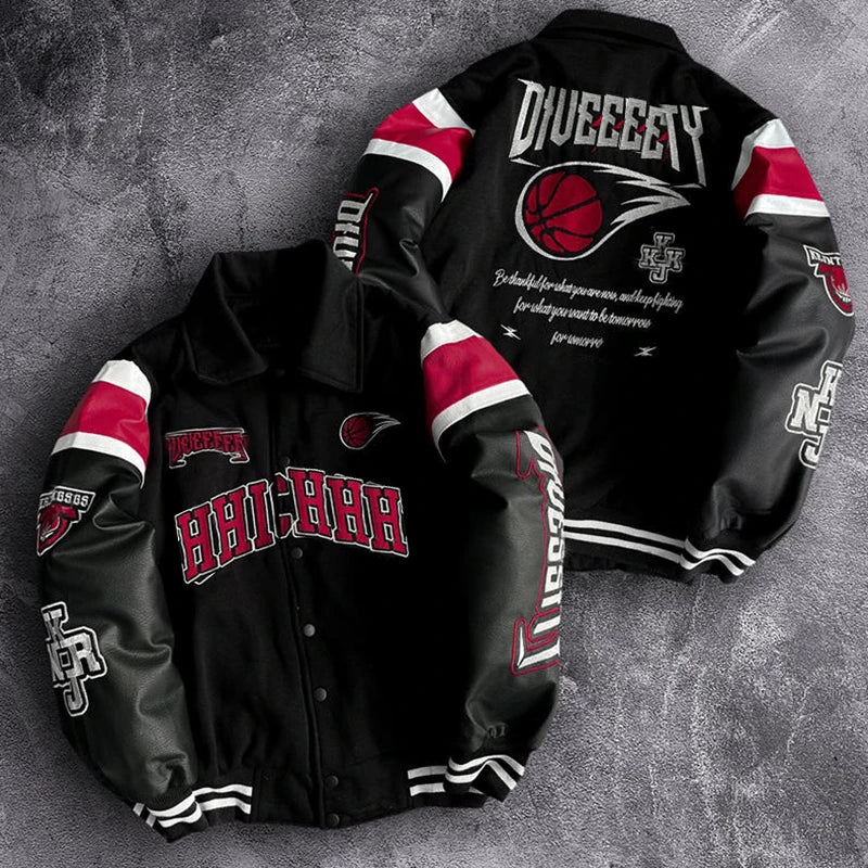 Wholesale Custom Vintage Streetwear Winter Jacket for Men High Quality Letterman Blank Varsity Jacket Stand Collar Front Logo