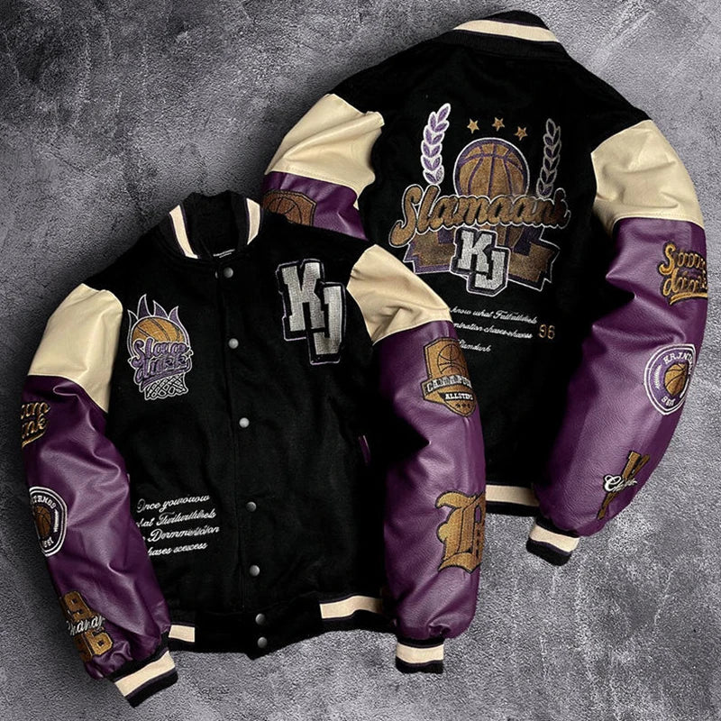 Wholesale Custom Vintage Streetwear Winter Jacket for Men High Quality Letterman Blank Varsity Jacket Stand Collar Front Logo