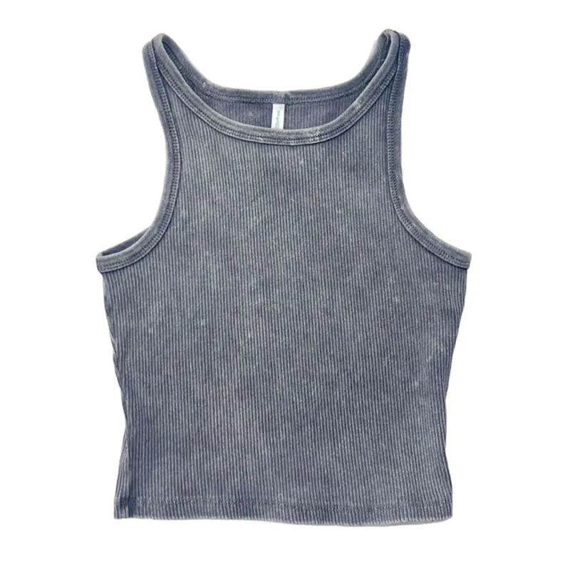 Custom Women's Cotton tank Top Women Ribbed tank Top Mujer Vintage Wash Crop tank Tops for Women