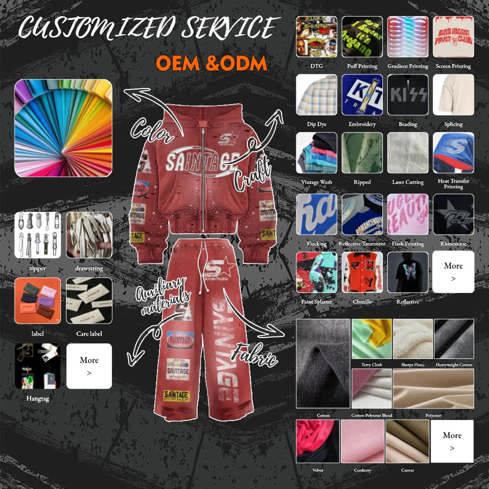 Unisex Oversized Acid Washed Zip-up Hoodie Streetwear Custom Logo Print 100% Cotton Heavyweight Vintage Boxy Graphic Autumn
