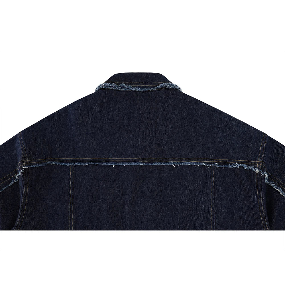 Custom Plain Oversized Reversible Denim Jacket for Men OEM Service Front Logo Casual