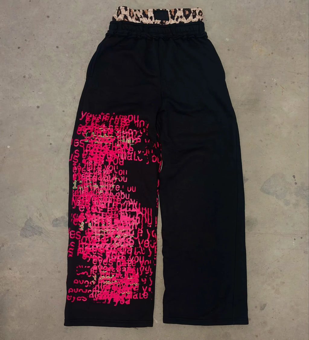 Street Wear Custom Dtg Printed 100% Cotton High Elastic Waist Oversized Wide Leg Baggy Jogger Sweatpants for Men