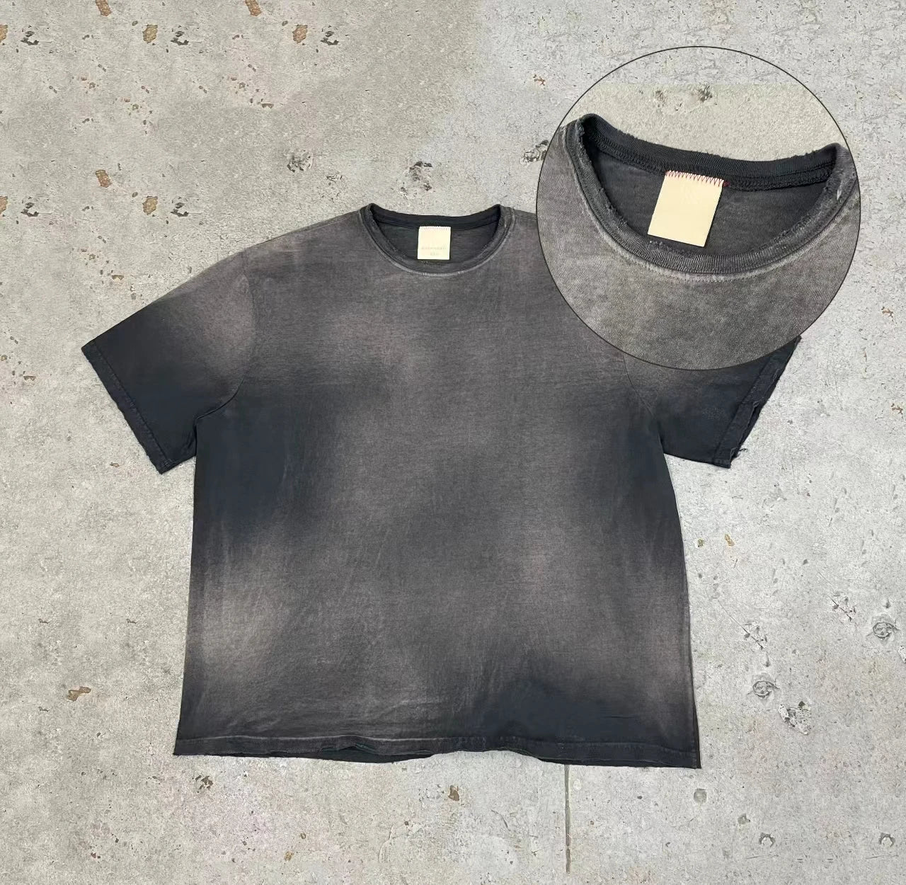 Men's 100% Cotton Oversized Blank Tshirt Acid Wash Heavyweight Fade Wash Boxy Cropped Distressed Vintage T Shirt