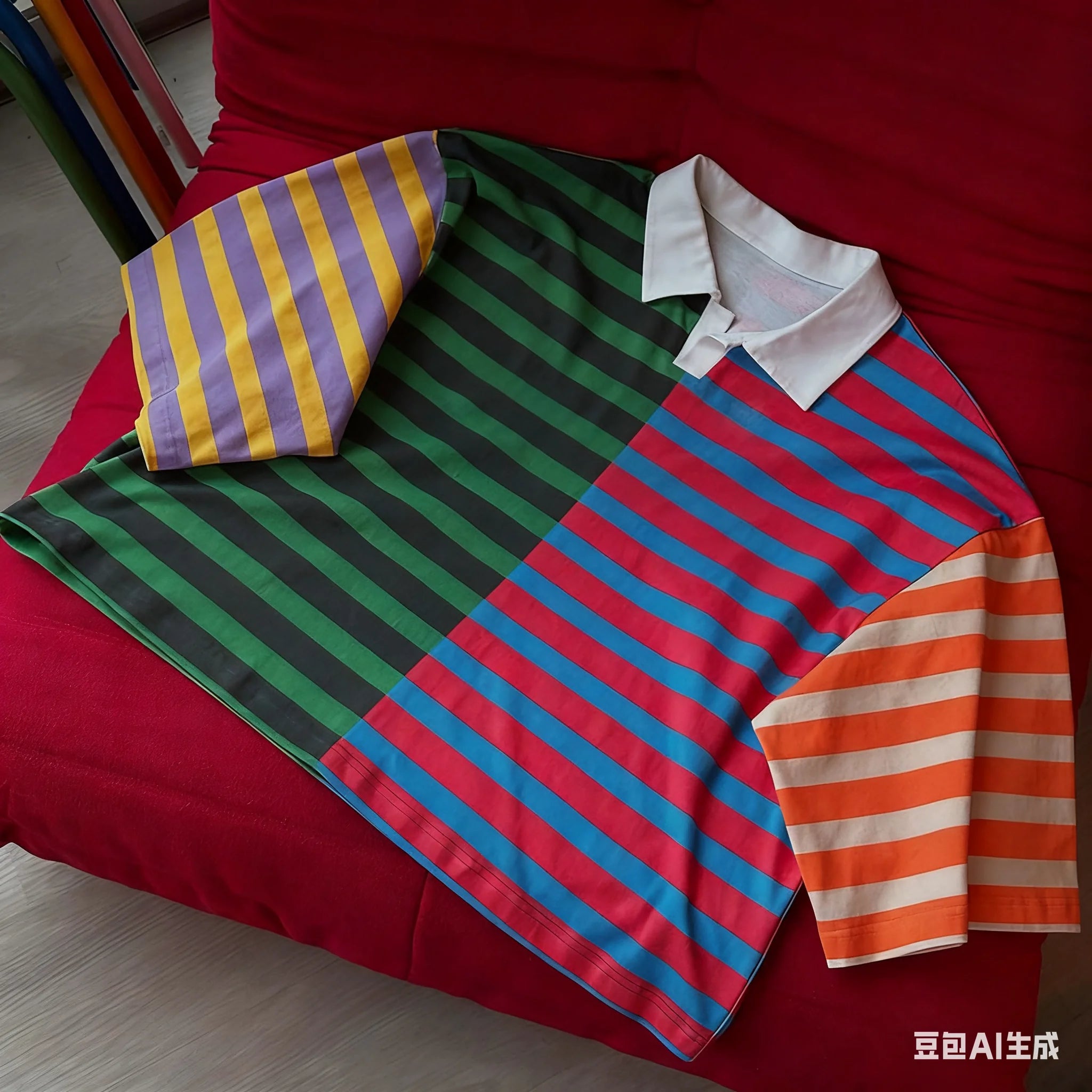 Customizable Anti-Wrinkle Print Men's Stripes for Shirt 100% Cotton Regular Boxy Rugby Short Sleeve