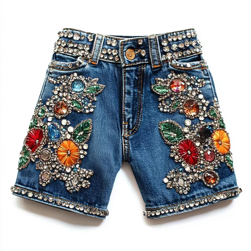 Denim Men's Plus Size Shorts Breathable Smart Casual Elastic Waist Knitted Sashes Stitching Distressed Cut with Hem Hot Shorts