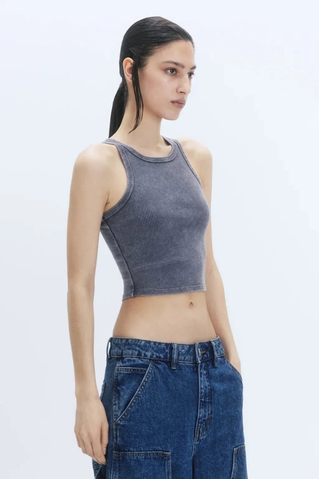 Custom Women's Cotton tank Top Women Ribbed tank Top Mujer Vintage Wash Crop tank Tops for Women