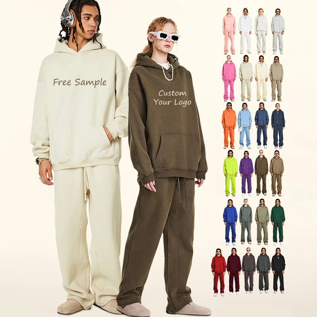 Winter 500 GSM Heavyweight Fleece 100% Cotton Oversized Unisex Embroidered Stonewashed Custom Print Logo Puff Printing Pullover