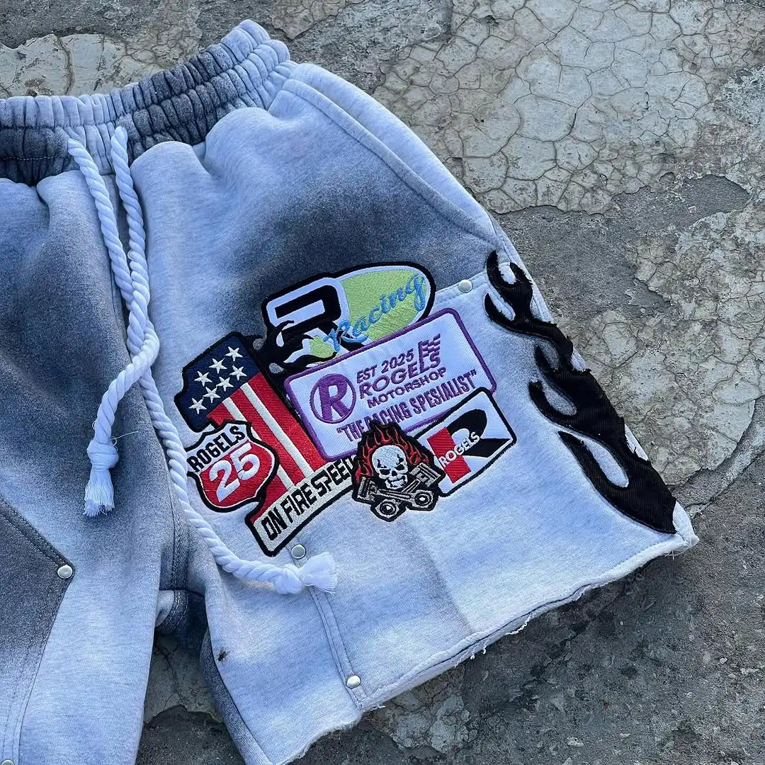 Custom Summer Sports Wear Cargo Pants Patch Shorts for Men Screen Printing Dirty Washed Basketball Shorts