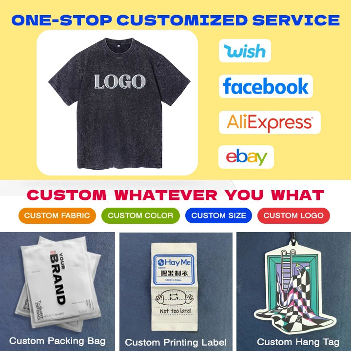 Custom Manufacturer Graphic Tee Drop Shoulder Vintage Cropped Boxy Oversized T Shirt