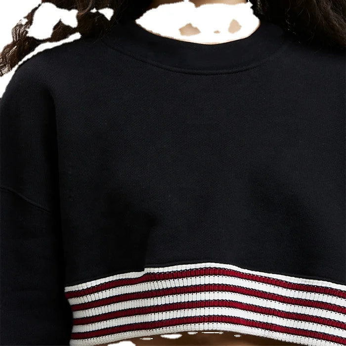 Women's Knitted 100% Cotton Crop Crewneck Sweatshirt Customizable with Your Logo Hooded Casual Style for Spring & Autumn Seasons