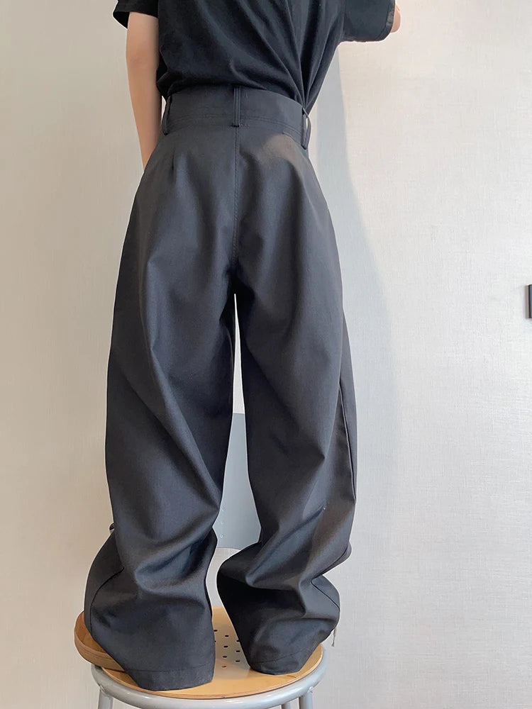 Custom Men's Casual Formal High Waist Pleated Pants Lightweight High Waist Trousers