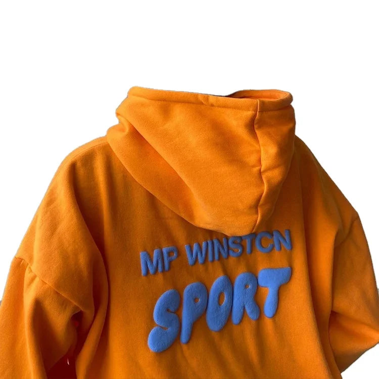 Custom Wholesale Fall 3d logo Puff Print Hoodie No String Custom Womens Puff Print Hoodies Men Streetwear Oversized Unisex