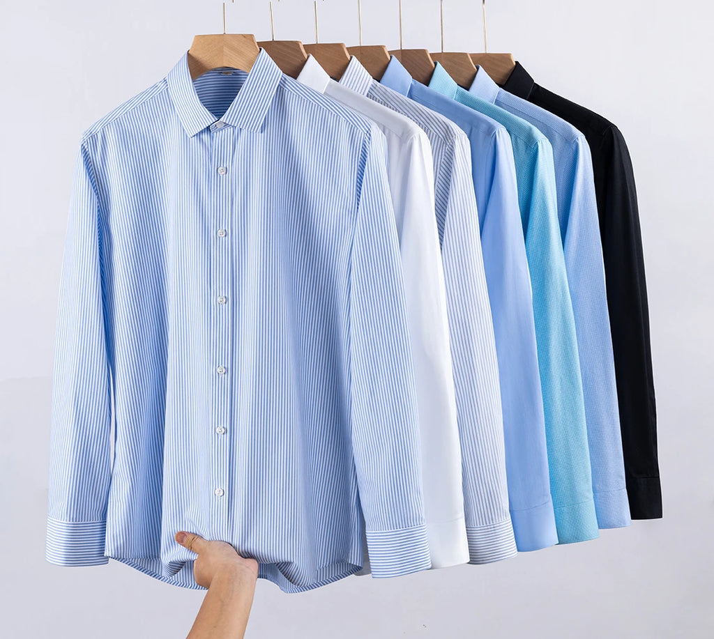 High End Chemise Homme Long Sleeved 100%Cotton Men's Shirts Anti Wrinkle Ready to Wear DP Ironing Business Professional ODM