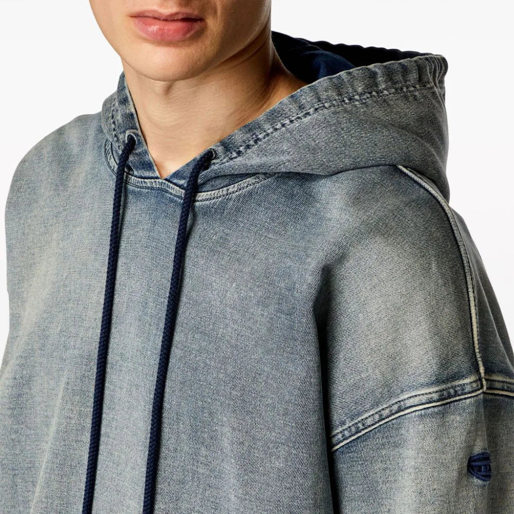 Men's 100% Cotton Oversized Pullover Hoodie with Pockets Luxury Design Heavyweight Acid Washed Fabric Printed Pattern ODM Supply