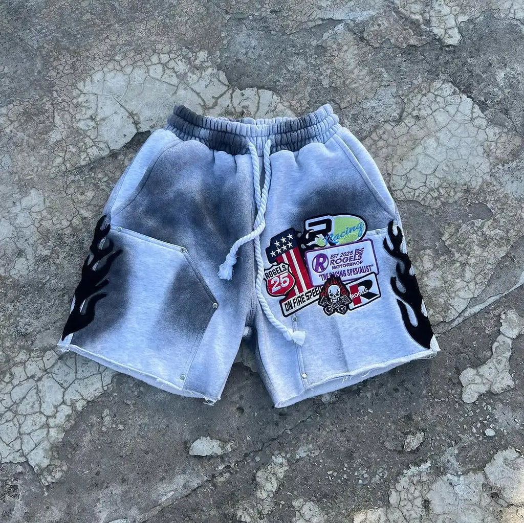 Custom Summer Sports Wear Cargo Pants Patch Shorts for Men Screen Printing Dirty Washed Basketball Shorts