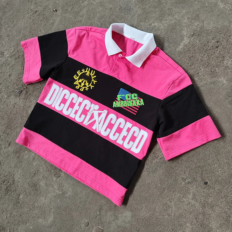 Streetwear Custom Logo Boxy Fit Tee Cotton Embroidery Printed Knitted Polo Cropped T Shirts for Men