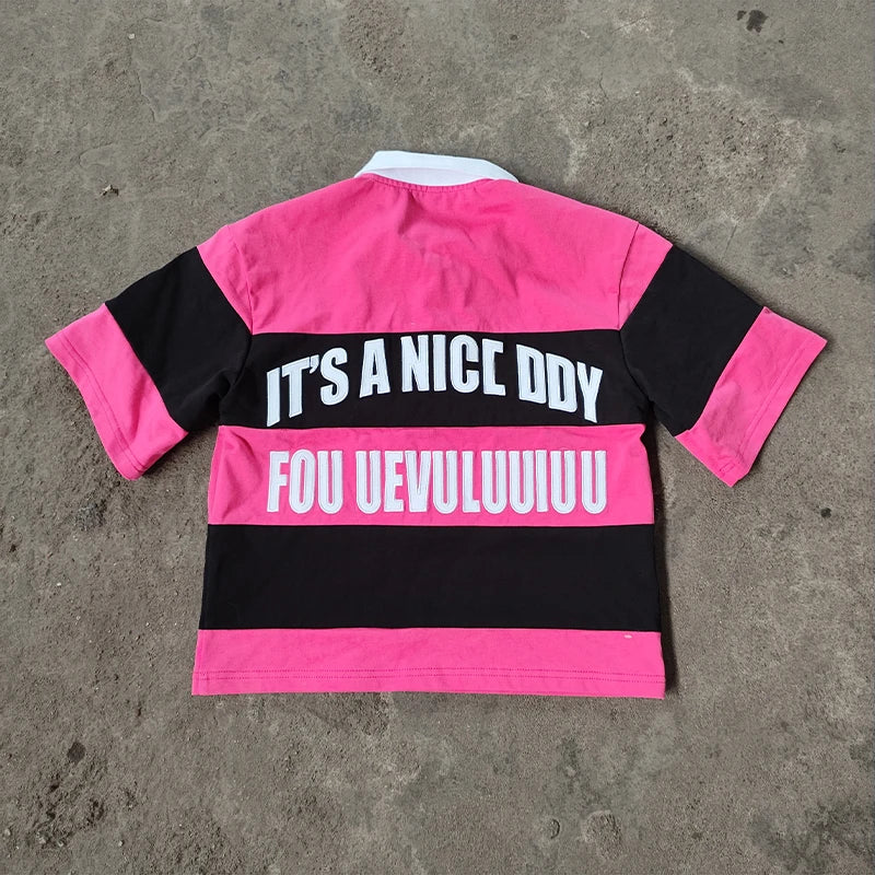 Streetwear Custom Logo Boxy Fit Tee Cotton Embroidery Printed Knitted Polo Cropped T Shirts for Men