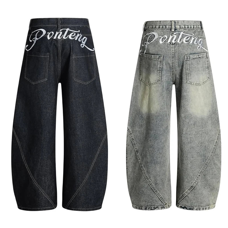 Custom Unisex Designer Denim Jeans Embroidered Mid Rise Light Wash Loose Fit Casual High Quality Streetwear Manufacturer