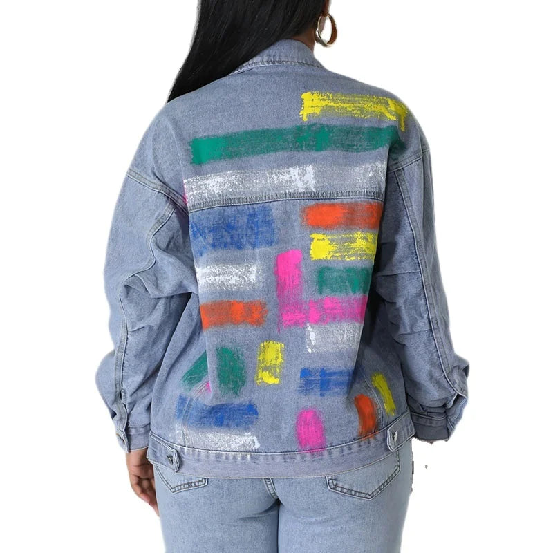 Custom Streetwear Autumn Printed Cotton Denim Jacket for Women Reversible Breathable 2026