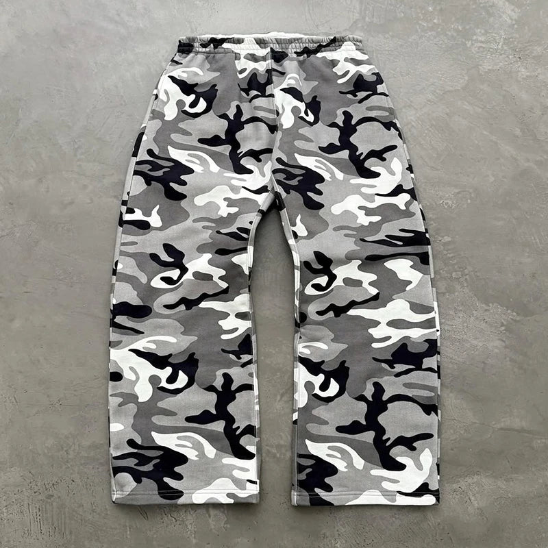 Custom Camo Printed Hooded Casual 400 Gsm Tracksuit Set for Men Oversized 2-Piece Sweat Suit Camouflage Sweatsuits