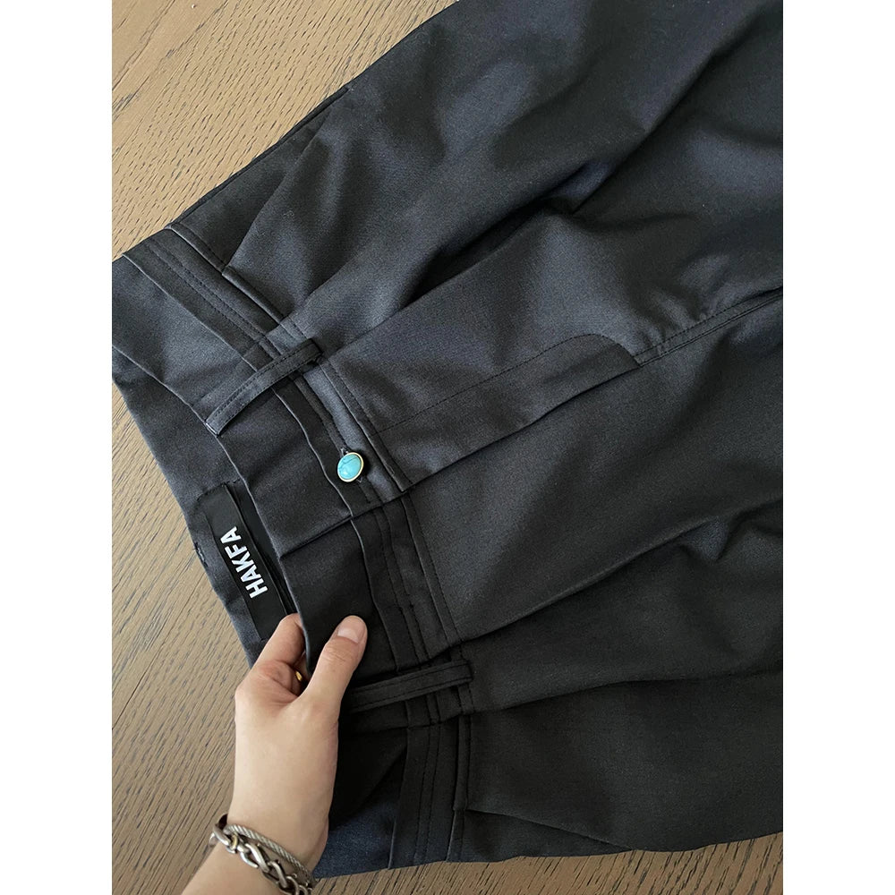 Custom Men's Casual Formal High Waist Pleated Pants Lightweight High Waist Trousers