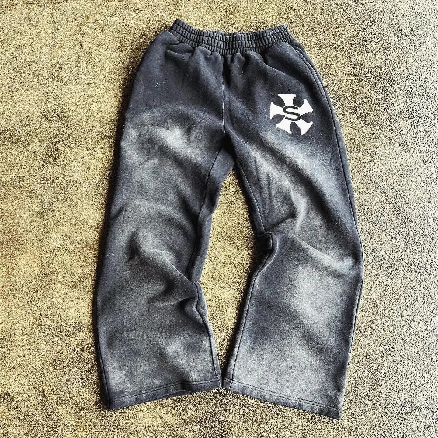Custom Acid-Wash Wide-Leg Track Pants | OEM/ODM