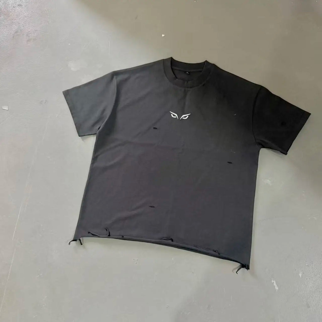 2025 Vintage Cropped Men's T-Shirt 100% Cotton New Sporty Boxy Short Sleeve Distressed Streetwear Graphic Rhinestone Solid Woven