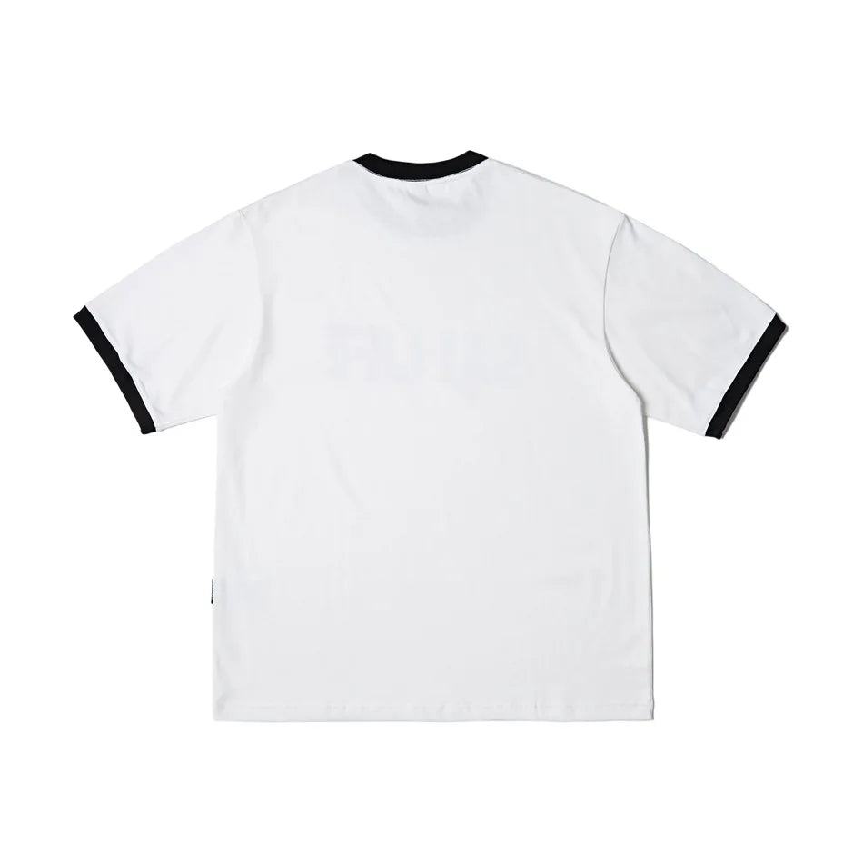 Premium Casual 100% Cotton Tshirt with Ringer Sleeves Oversized Fit and Custom Digital Printing Logo Wholesale Plain Tshirt