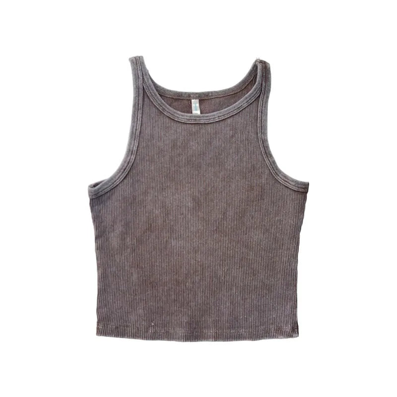 Custom Women's Cotton tank Top Women Ribbed tank Top Mujer Vintage Wash Crop tank Tops for Women