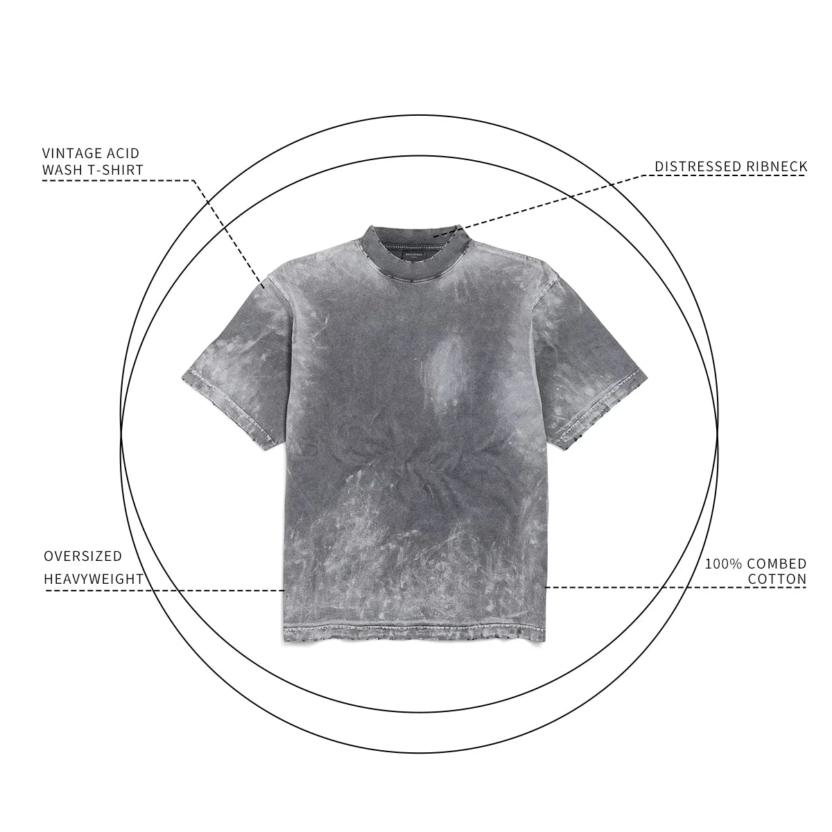 Custom Men RibNeck Plus Size T-Shirt Cotton Heavyweight t Shirt Vintage Luxury Drop Shoulder Blank Acid Wash TShirt for Men