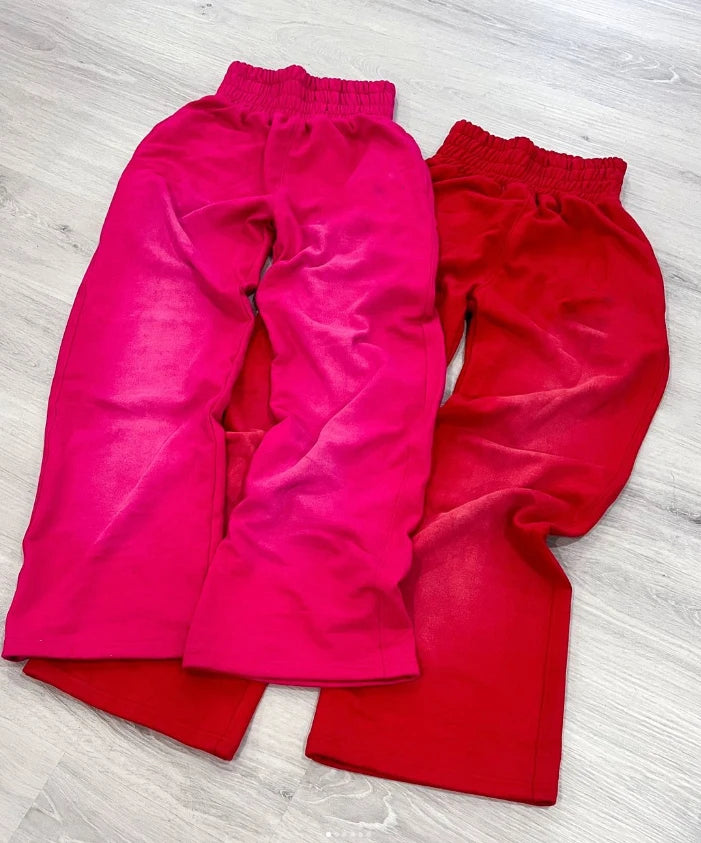 Custom 360 420 500gsm Acid Wash Baggy Wide Leg Jogger Sweatpants for Men Street Wear French Terry with Elastic Waist Mid Closure