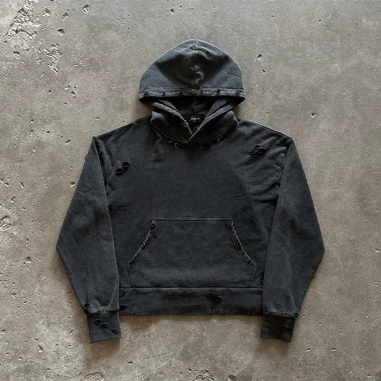 Custom Logo Vintage Zip up Acid Wash Distressed Hoodie for Men Streetwear Embroidered Printing Designer Blank Distressed Hoodie