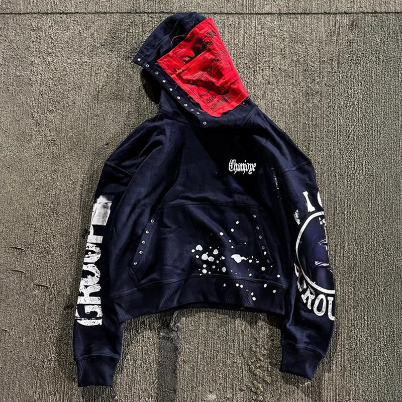 Custom Stitching Embroidered Cut High Quality 100% Cotton Heavyweight 500 Gsm Full Sleeve Print Men's Patch Pullover Hoodies