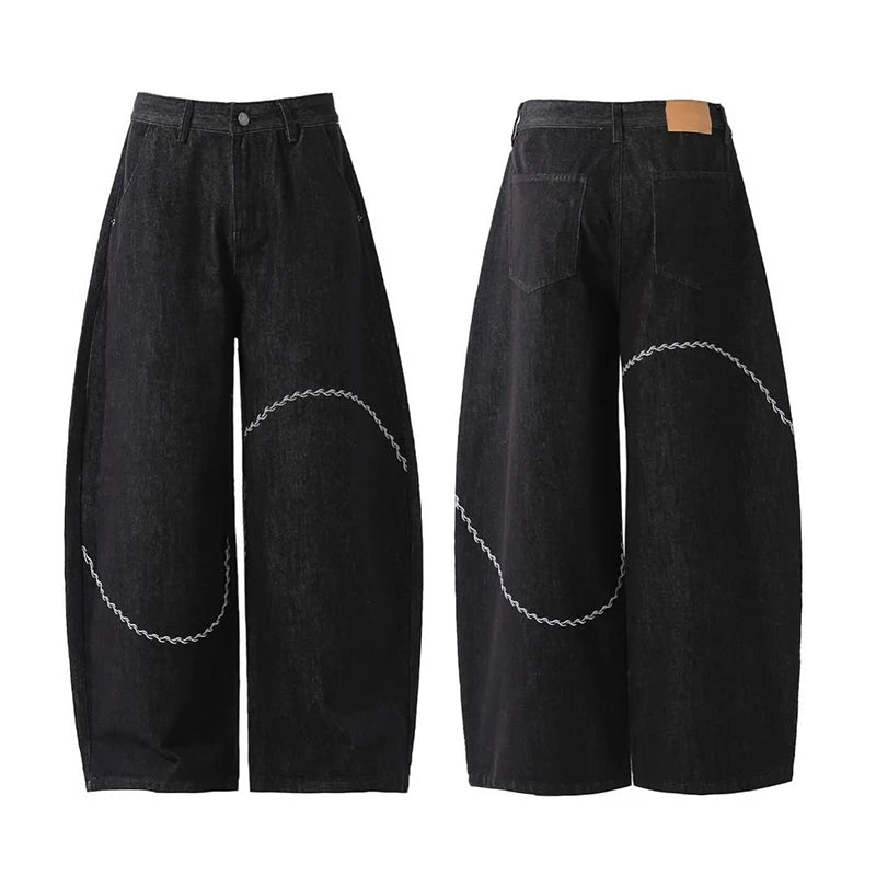 Custom Unisex Designer Denim Jeans Embroidered Mid Rise Light Wash Loose Fit Casual High Quality Streetwear Manufacturer