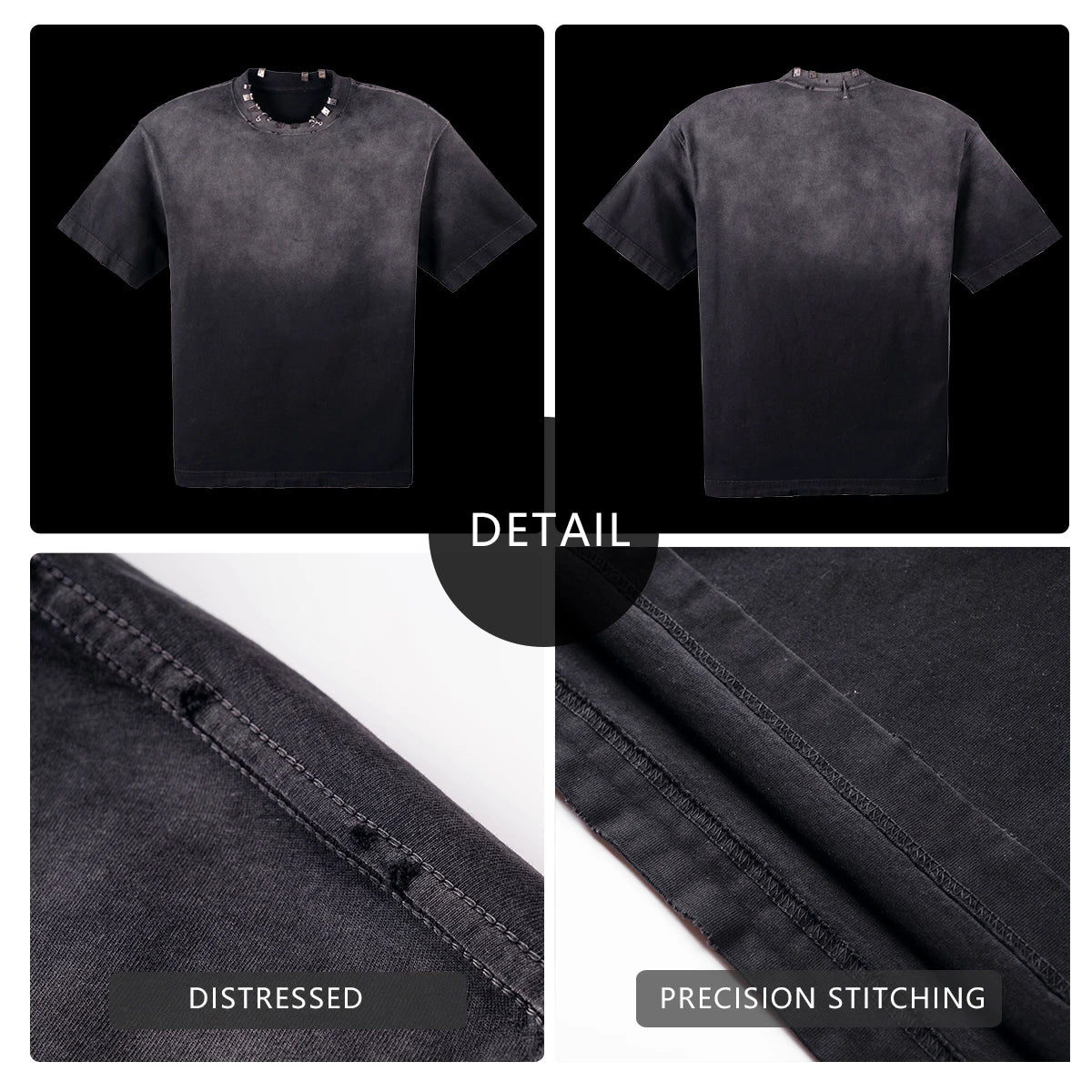 Custom Men's Oversized Vintage Distressed T-Shirt 300 Gsm Acid Washed 100% Cotton Casual Plain Jersey Heavyweight