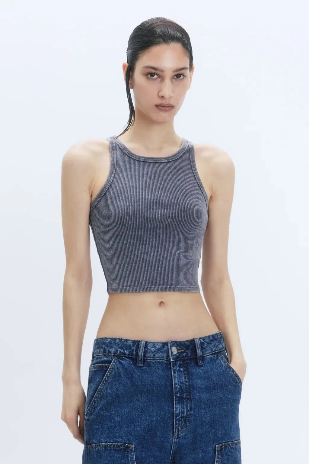 Custom Women's Cotton tank Top Women Ribbed tank Top Mujer Vintage Wash Crop tank Tops for Women