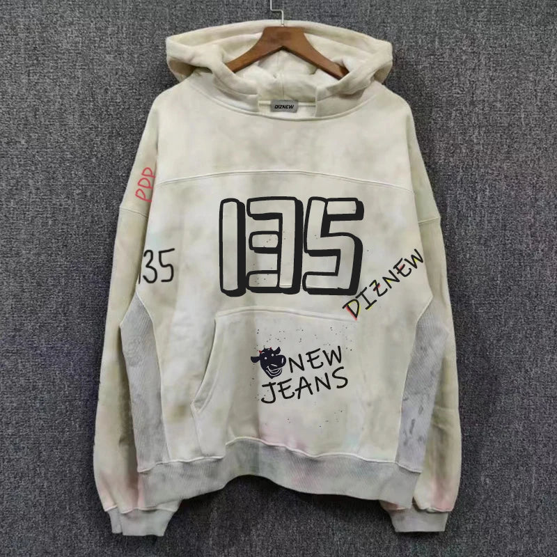 Custom High Quality Men's Hooded Washed Lined 100% Cotton Hoodie Colorful Print Tie Dye