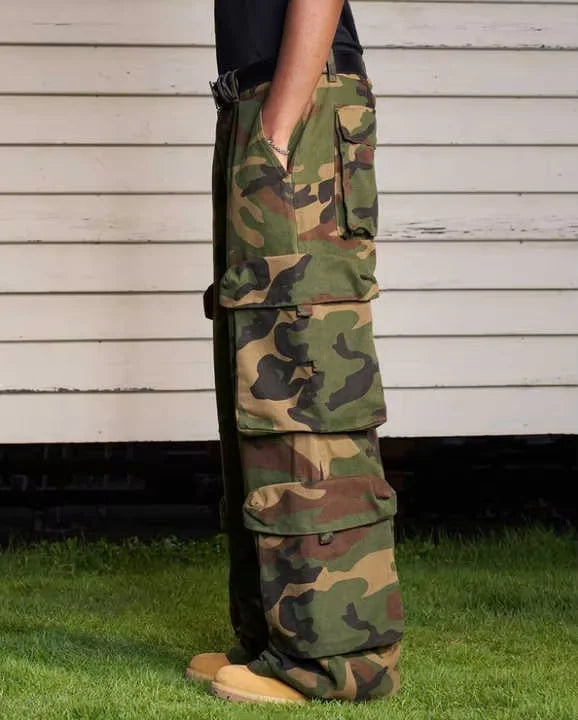 Custom Cago Lightweight Long Print Cotton Twill Wide Leg Baggy Carpenter Work Tactical Camouflage Cargo Pants for Men