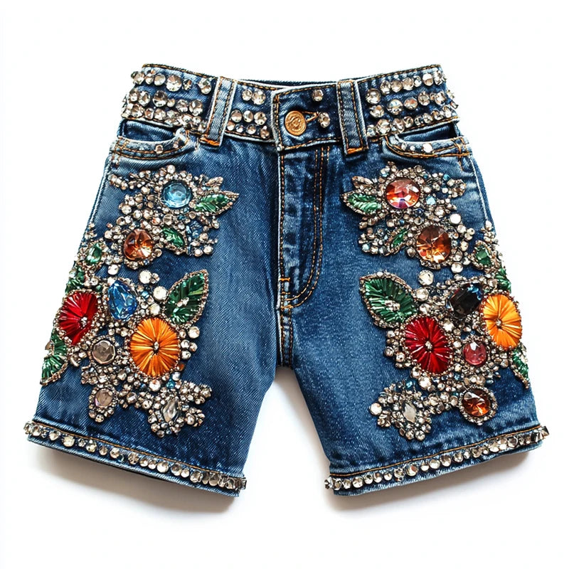Denim Men's Plus Size Shorts Breathable Smart Casual Elastic Waist Knitted Sashes Stitching Distressed Cut with Hem Hot Shorts
