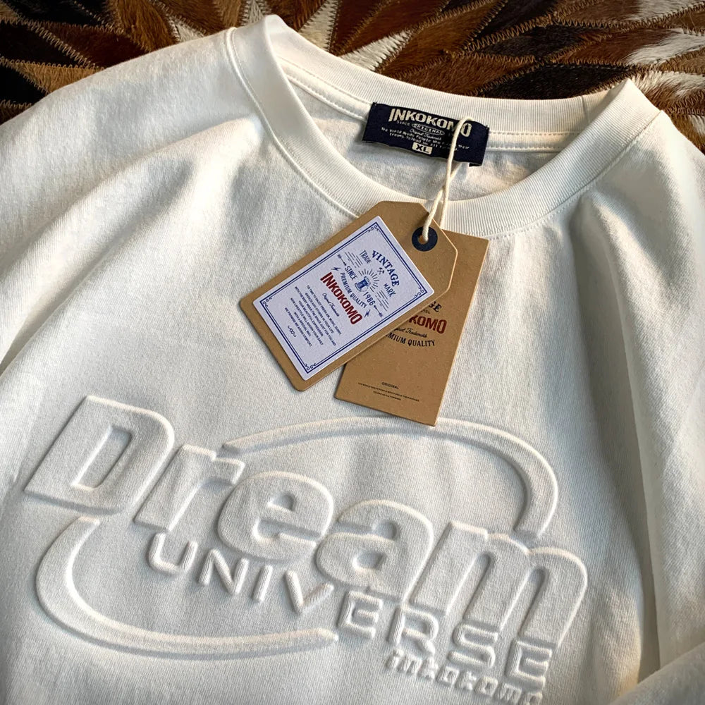 260GSM Heavy Fashion 3D Embossed Tshirt Premium 100% Combed Cotton Oversize Weight Plain Graphic Custom Embossed T Shirts