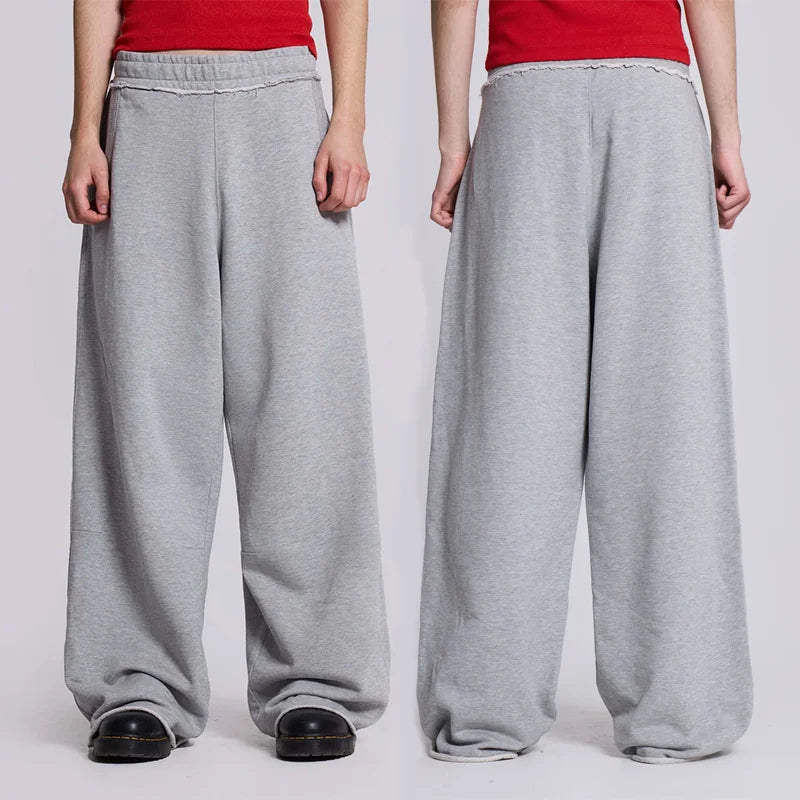 Custom 500 Gsm 100% Cotton Eco-Friendly Heavyweight Ripped Corduroy Hip Hop Sweatpants Baggy Blank Men