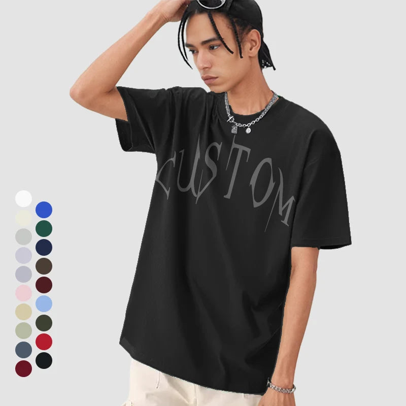 High Quality 230gsm 100% Cotton Oversized Men's Unisex Street Style Short Sleeve T-shirt with Custom Logo Puff Printing
