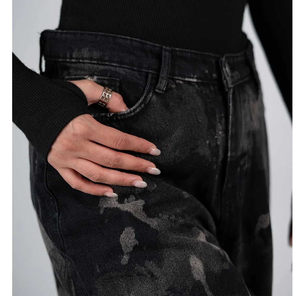 Custom Plus Size Women's Straight Loose Fit Denim Jeans Light Wash Low Waist Black  Baggy Jeans Manufacturers