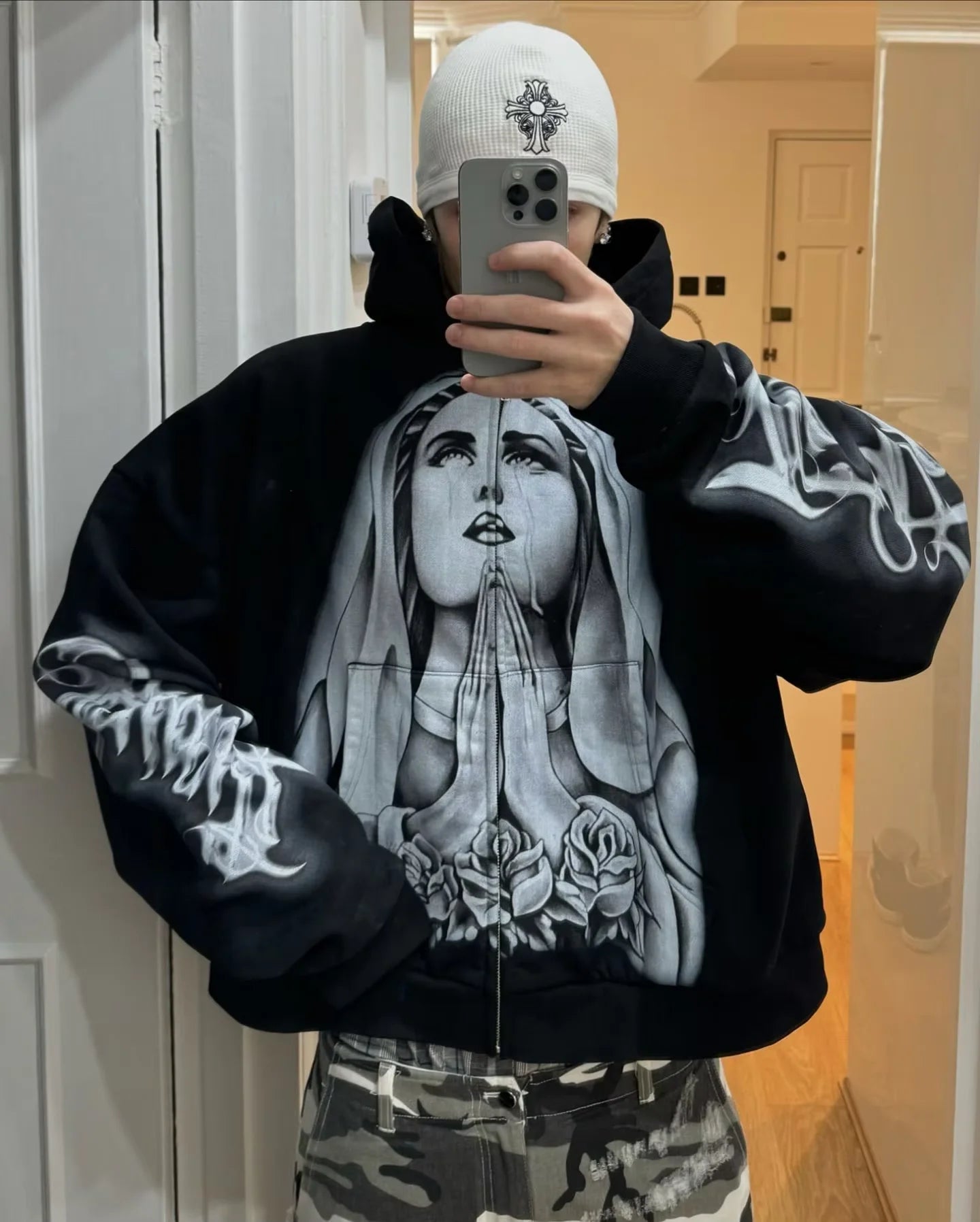 Wholesale Custom Acid Washed Hoodie High Quality Heavy Weight Thick Cotton Oversized DTG Printed Embroidered Zip Hoodie Winter
